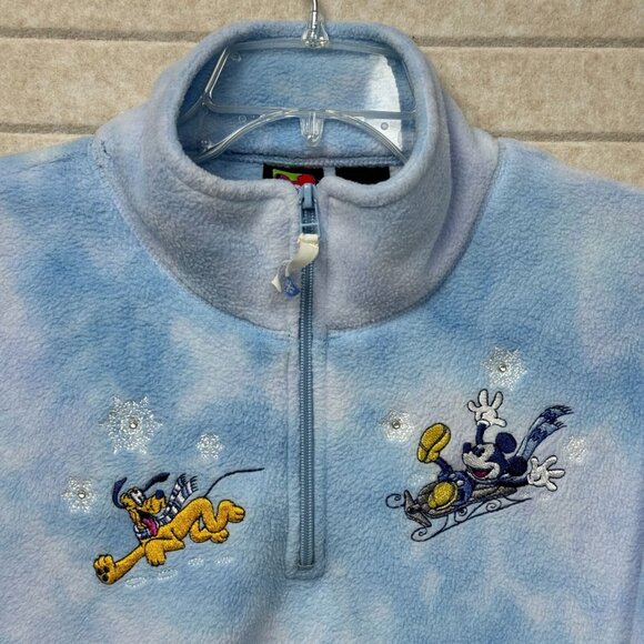 Disney Mickey & Pluto Blue Fleece 1/4 Zip Pullover Women’s 18W/20W Embroidered - Picture 2 of 14